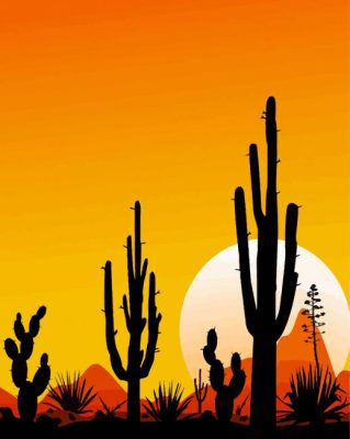 Mexico Desert Sunset Landscape Paint By Numbers