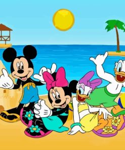 Mickey And Minnie At The Beach With Friends Paint By Numbers