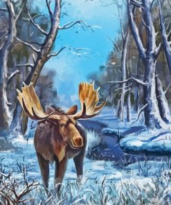 Moose In Winter Paint By Numbers