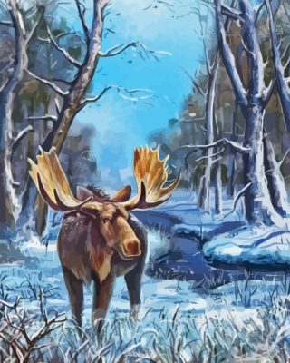 Moose In Winter Paint By Numbers