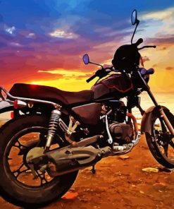 Motorcycle Sunset By Sea Paint By Numbers