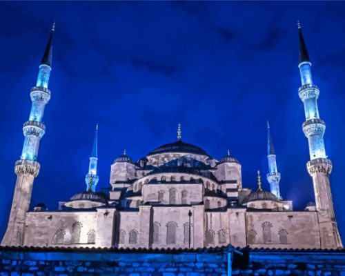 Night Blue Mosque Paint By Numbers