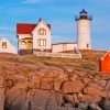 Nubble Lighthouse Maine York Paint By Numbers