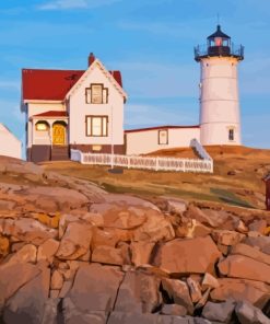 Nubble Lighthouse Maine York Paint By Numbers