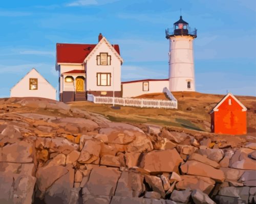 Nubble Lighthouse Maine York Paint By Numbers