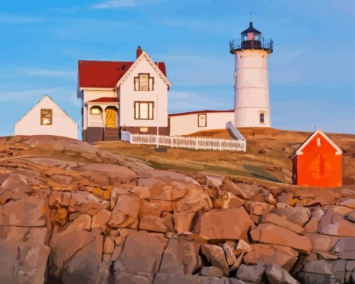 Nubble Lighthouse Maine York Paint By Numbers