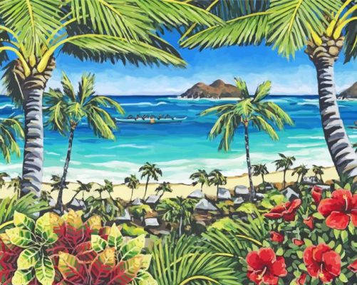 Palm Trees And Flowers Paint By Numbers