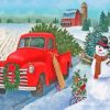 Red Christmas Ford Truck Paint By Numbers