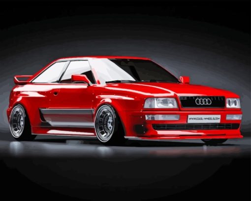 Red Classic Audi 80 Car Paint By Numbers