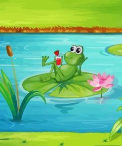 Relaxing Frog On Lily Pad Paint By Numbers