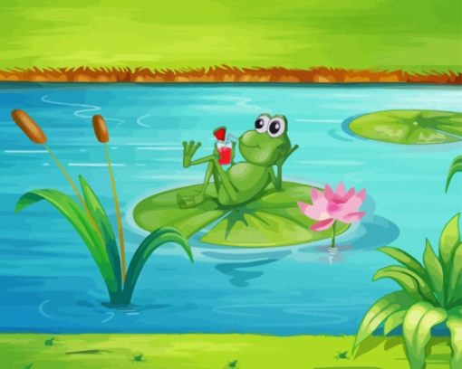 Relaxing Frog On Lily Pad Paint By Numbers