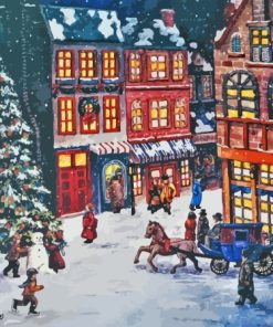 Snow Christmas Victorian Street Paint By Numbers