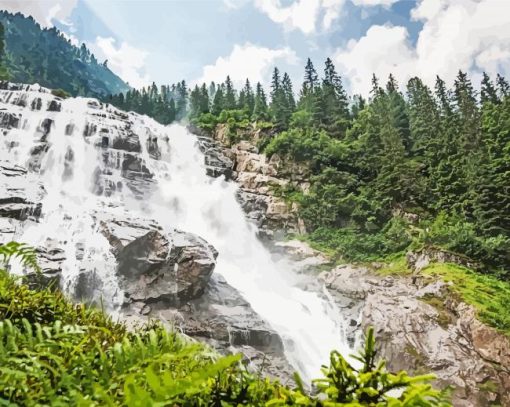 Stubai Valley Waterfall Paint By Numbers