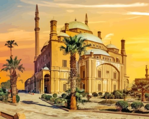 Sunset At Mosque Muhammad Ali Egypt Paint By Numbers