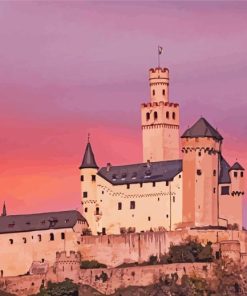 Sunset At Marksburg Castle Paint By Numbers