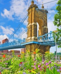 The Roebling Bridge In Cincnnati Paint By Numbers