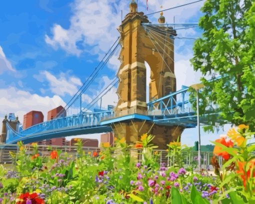 The Roebling Bridge In Cincnnati Paint By Numbers