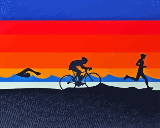 Triathlons Poster Art Paint By Numbers