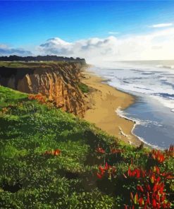 View Of The Coastal Cliffs In Half Moon Bay Paint By Numbers