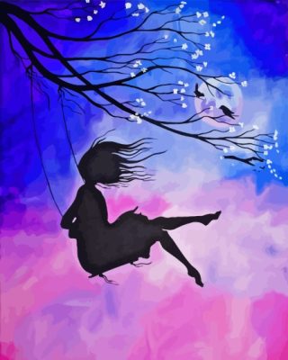 Woman Swing Silhouette Paint By Numbers