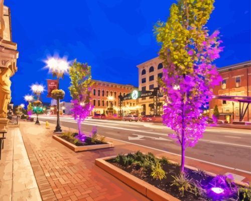 Wooster City Street At Night Paint By Numbers