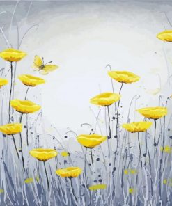 Yellow Flowers And Grey Art Paint By Numbers