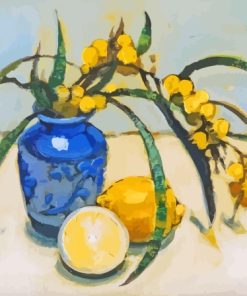 Abstract Blue Vase With Lemons Paint By Numbers