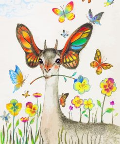 Aesthetic Deer With Butterfly Paint By Numbers