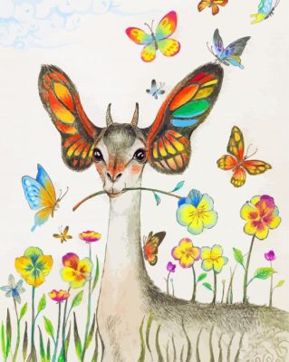 Aesthetic Deer With Butterfly Paint By Numbers