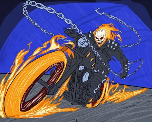 Aesthetic Ghost Rider Motorcycle Rider Paint By Numbers