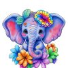 Baby Floral Elephant Paint By Numbers