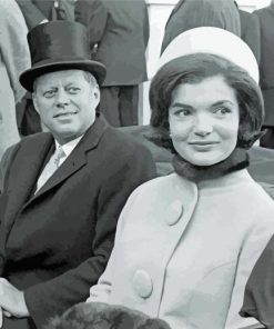 Black And White Jfk And Jackie Kennedy Paint By Numbers