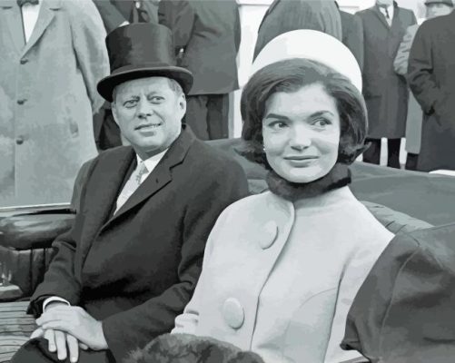 Black And White Jfk And Jackie Kennedy Paint By Numbers