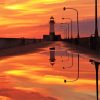 Canal Park Lighthouse Sunset Reflection Paint By Numbers