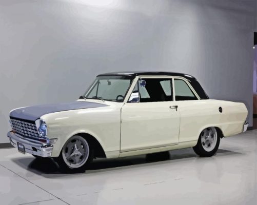 Classic 1965 White Chevrolet Nova Car Paint By Numbers