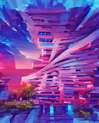 Colorful Abstract Modern Building Paint By Numbers