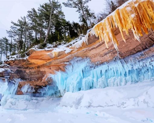 Frozen Michigan Pictured Rocks Paint By Numbers