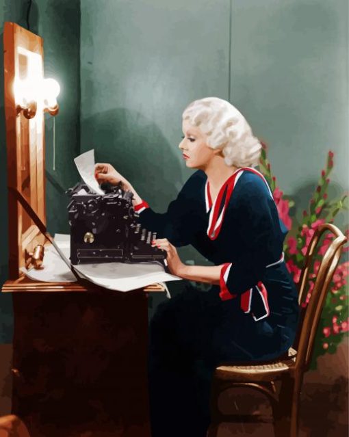 Jean Harlow Sitting At A Desk Paint By Numbers