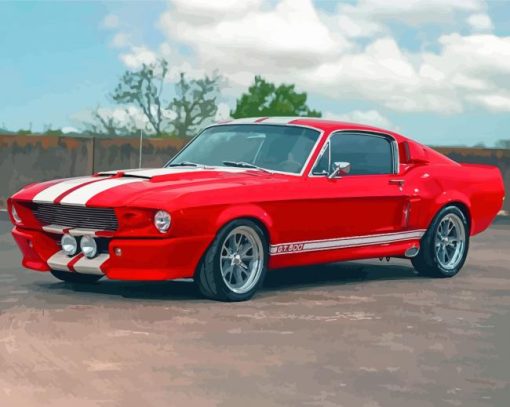 Red Eleanor Mustang Car Paint By Numbers