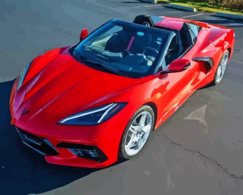 Red C8 Convertible Corvette Paint By Numbers