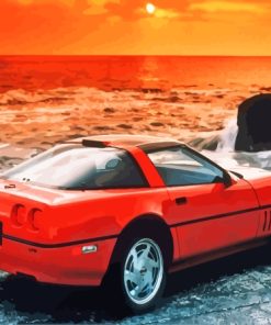 Red Corvette C4 Paint By Numbers