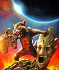 Rocket And Groot Guardians Of Galaxy Paint By Numbers