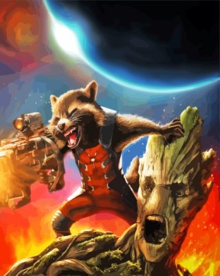 Rocket And Groot Guardians Of Galaxy Paint By Numbers