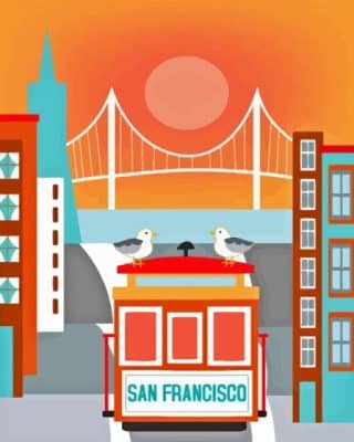 San Francisco Tramway City Poster Paint By Numbers