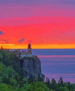 Split Rock Lighthouse Landscape Paint By Numbers