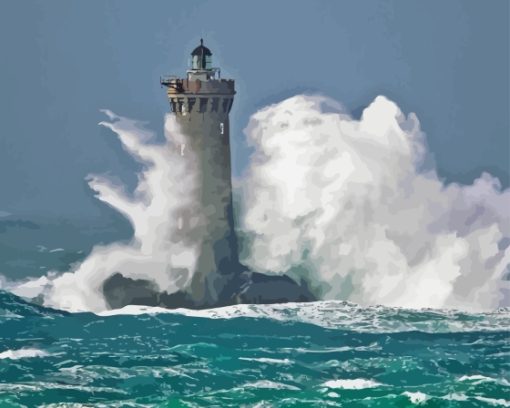 Storm On The Four Lighthouse Paint By Numbers