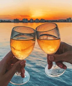 Sunset Cheers Wine Glass Paint By Numbers