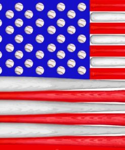 US Flag Baseball Bats And Balls Paint By Numbers