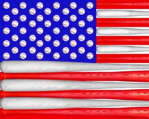 US Flag Baseball Bats And Balls Paint By Numbers