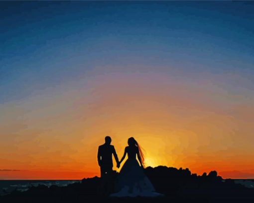 Wedding Sunset Silhouette Paint By Numbers